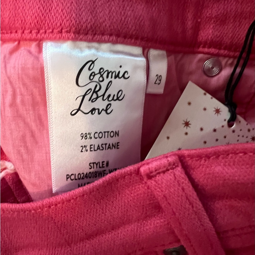 Cosmic blue love pink denim shirts, size 29, new with tags - Picture 3 of 5